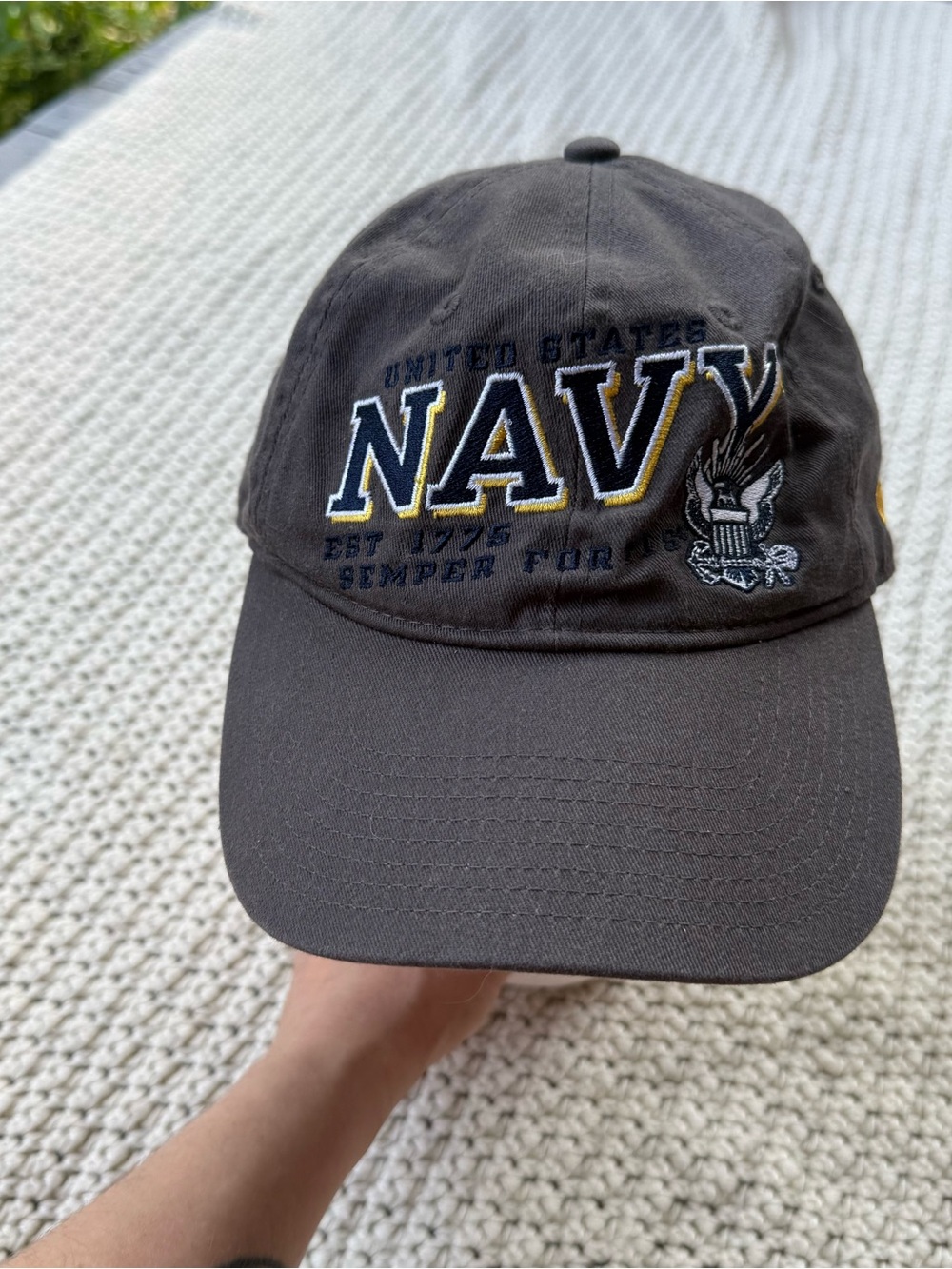 Champion Mens United States Navy Baseball Cap Hat Est 1775 Semper Fortis Logo